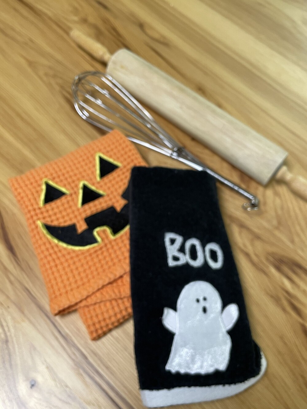 Halloween Kitchen Towels, Rolling Pin, Whisk Kitchen Set